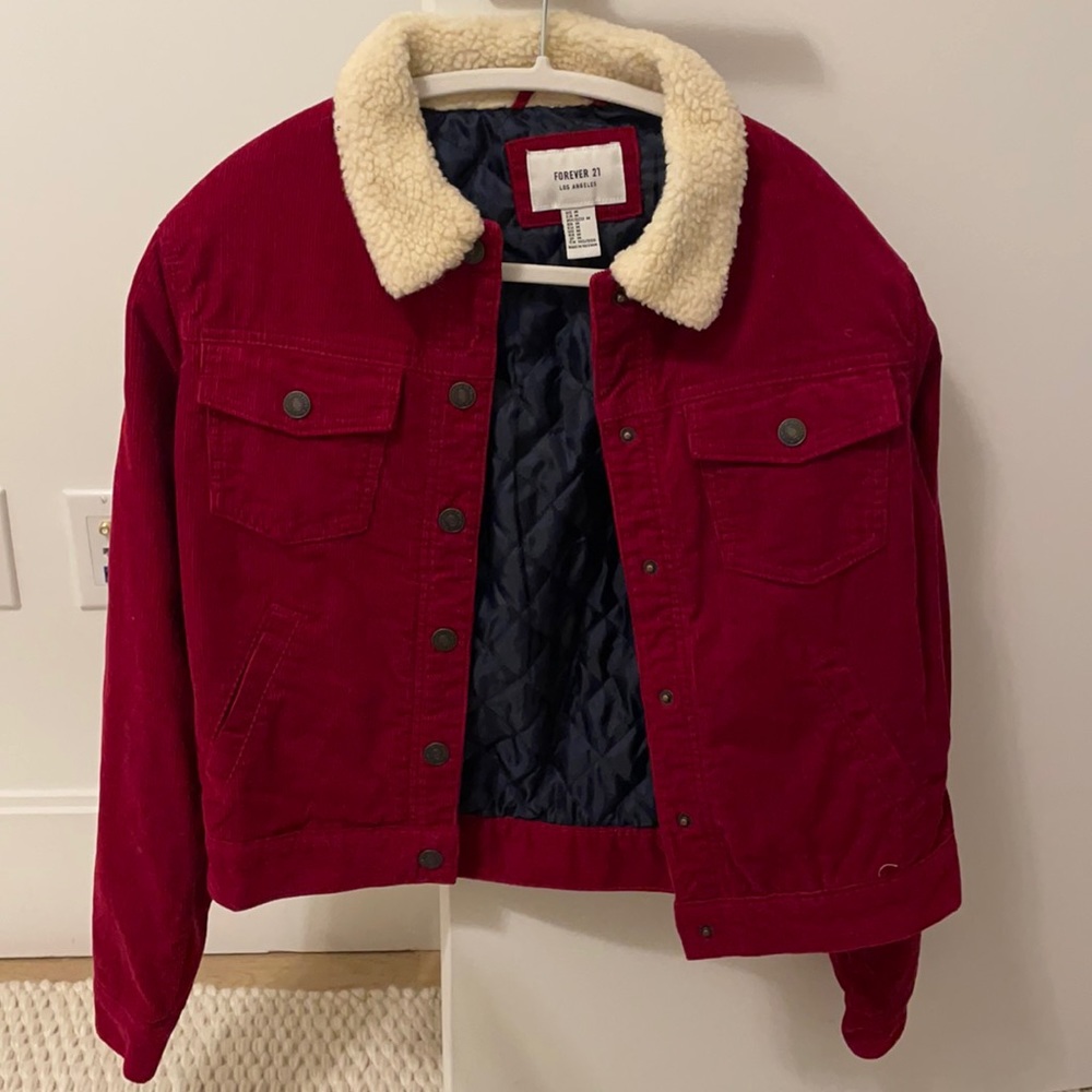 Corduroy jacket with cozy collar